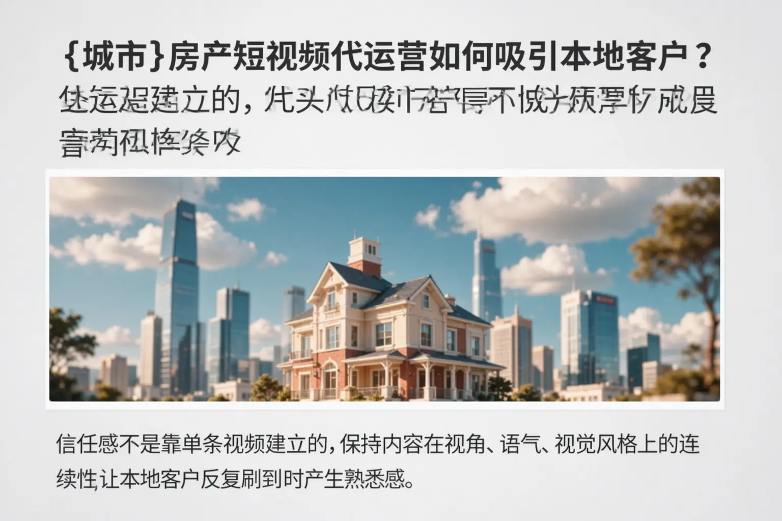 延平房产短视频代运营如何吸引本地客户?